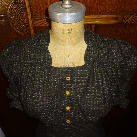 1930s Style Gathered Bust and Shoulder Dress with Shirred Scalloped Neckline Custom Made in Your Size From a Vintage Pattern 1939