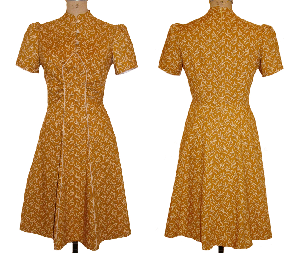 1930s Style Art Deco Dress with Puffed Sleeves Custom Made in Your Size From a Vintage Pattern 1939