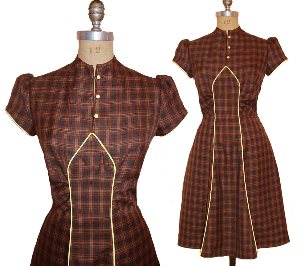 1930s Style Art Deco Dress with Puffed Sleeves Custom Made in Your Size From a Vintage Pattern 1939