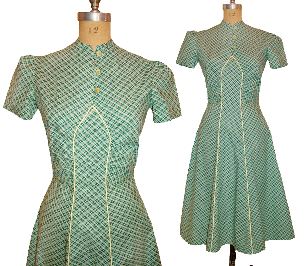 1930s Style Art Deco Dress with Puffed Sleeves Custom Made in Your Size From a Vintage Pattern 1939