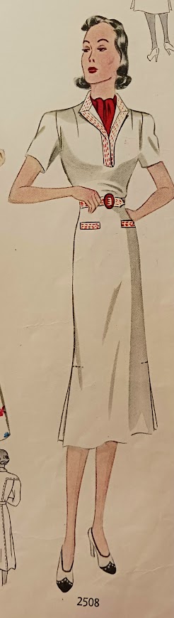 1930s Style Deep V Neck Dress with Stitch Detail and Slim Skirt Custom Made In Your Size From a Vintage Pattern 1937