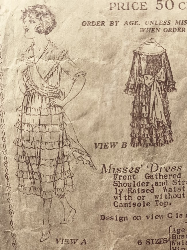 1920s Style V Neck Shawl Collar Surplice Dress with Full Ruffled Skirt Custom Made in Your Size From a Vintage Pattern 1921