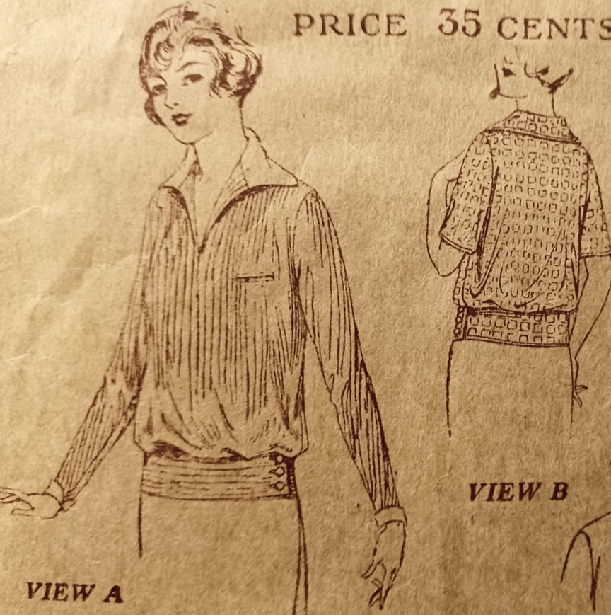 1920s Style V or Scoop Neck Blousan Blouse with side Button Waistband Custom Made in Your Size From a Vintage Pattern 1922