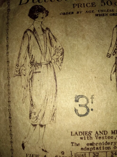 Early 1920s Style Plunge Neck Drop Waist Dress with Bell Sleeves Custom Made in Your Size From a Vintage Pattern 1922