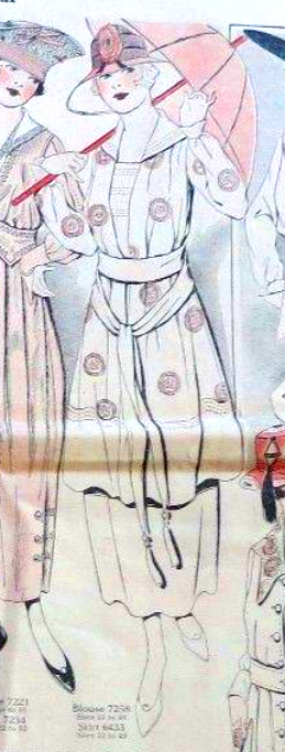 1910s Style Deep V Tunic Blouse with Sailor Collar and Peplum Skirt Custom Made in Your Size From a Vintage Pattern 1917