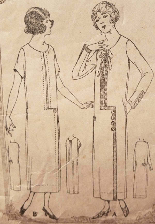 1920s Style Scoop Neck Zig Zag Tunic Dress Custom Made in Your SIze from a Vintage Pattern 1924