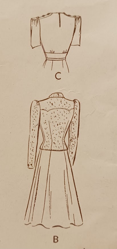 1930s Style Gathered Bust and Shoulder Dress with Pointed Midriff and Optional Jacket Custom Made in Your Size 1939