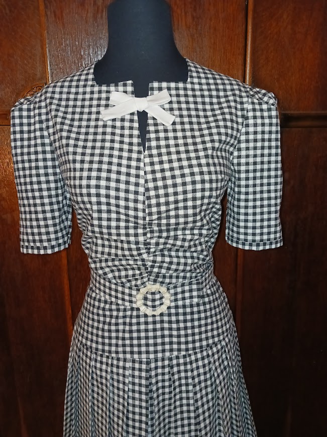 1940s Style Square Neck Dress with Gathered Front and Knife Pleated Skirt Custom Made in Your Size From a Vintage Pattern 1940