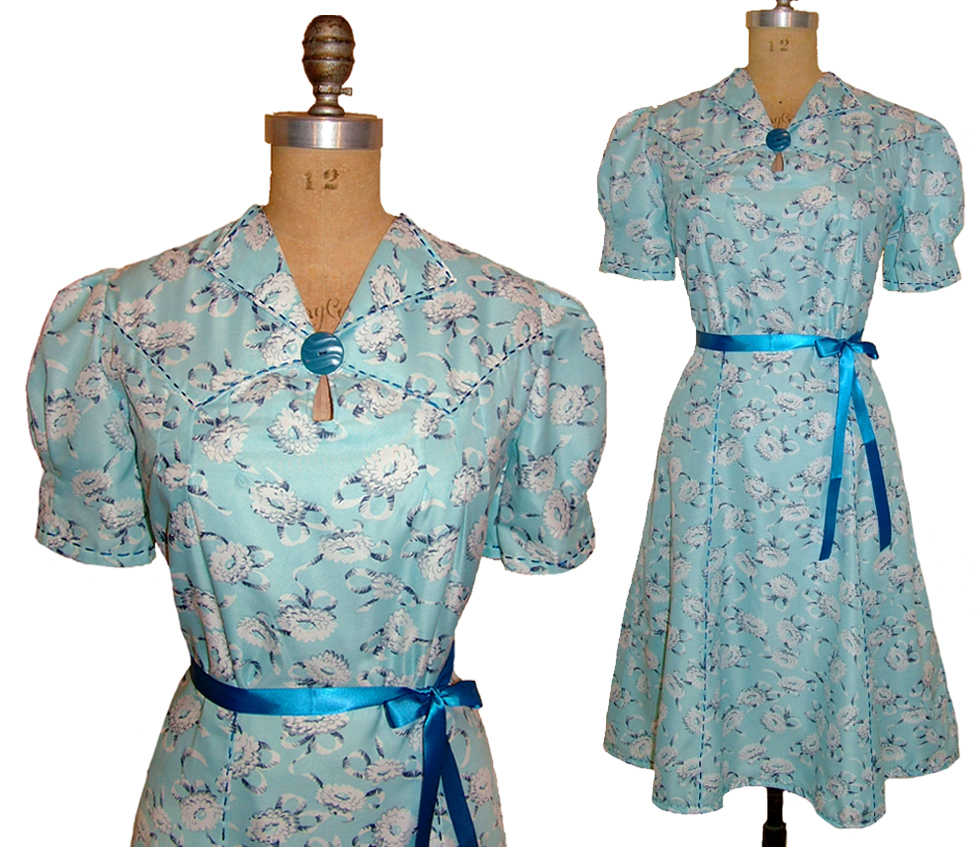 1930s Style Revere Collar Western Yoke Dress with Eight Gore Skirt Custom Made in Your Size From a Vintage Pattern 1939