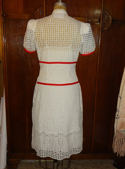 1930s Style Bow Tie Neck Fitted Pointed Waist Art Deco Slim Skirt Dress Custom Made in Your Size From a Vintage Pattern 1938