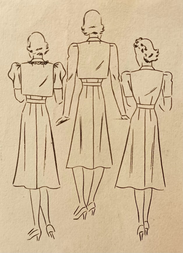 1930s Style Wide Collar Button Up Pointed Midriff Dress Custom Made in Your Size From a Vintage Pattern 