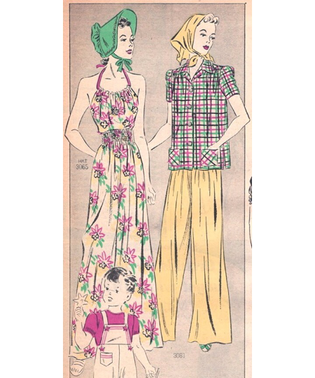 1930s Style Lounge Pajamas Hater Top and Smocked  PJ Pants or Smock Blouse Custom Made in Your Size From a Vintage Pattern 1939