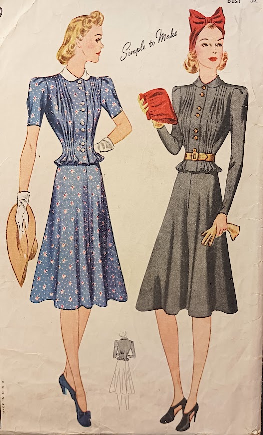 1930s Style 2pc Pleated Front Blouse and Aline Skirt Set Custom Made in Your Size From Vintage Pattern 1940