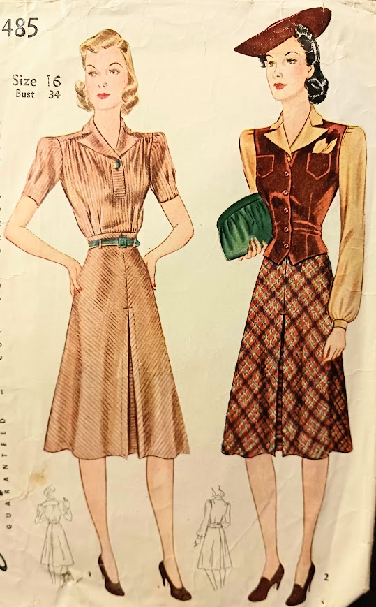 1940s Style Separates 3pc Blouse, Vest and High Waist Skirt Set Custom Made in Your Size From Vintage Pattern 1940
