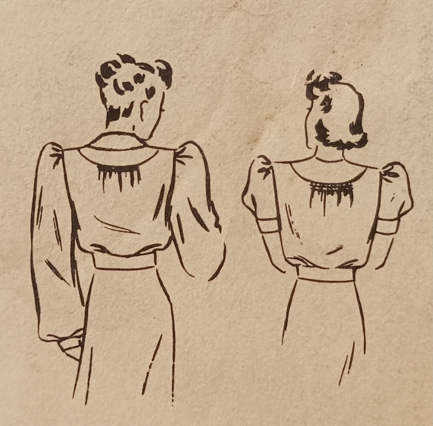 1940s Style Button Up Puff Sleeve Blouse Custom Made in Your Size From a Vintage Pattern 1939