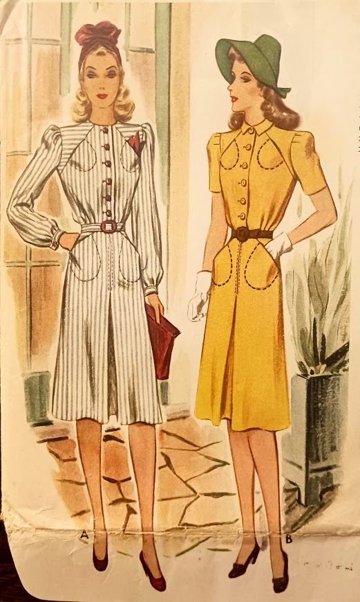 1940s Style Button Up Shirt Dress with Slant Pocket Detail Custom Made in Your Size From a Vintage Pattern 1941