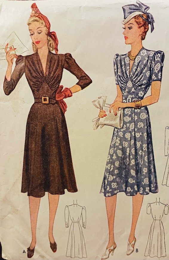 1940s Style Gathered Bust Full Skirt Swing Dress Custom Made in Your Size From a Vintage Pattern 1940