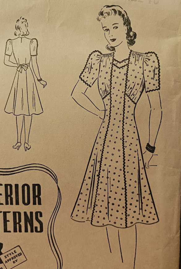 1940s Style Gathered Bust Summer Dress with Ric Rac Trim Custom Made in Your Size From a Vintage Pattern 1940
