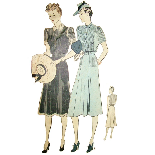1940s Style Pin Tucked Dress With Full Six Gore Skirt Custom Made in Your Size From a Vintage Pattern 1941