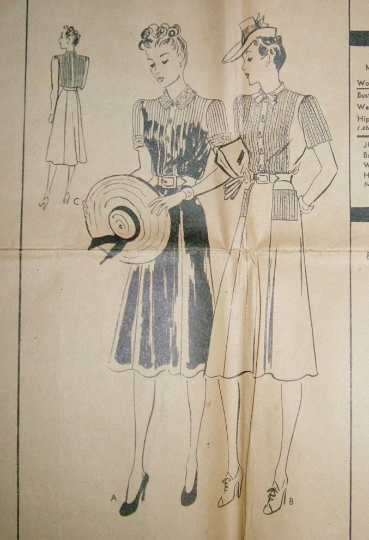 1940s Style Pin Tucked Dress With Full Six Gore Skirt Custom Made in Your Size From a Vintage Pattern 1941