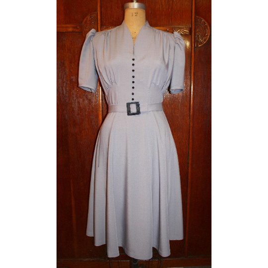 1940s Style Gathered Bust V Neck Dress Six Gore Flare Skirt Custom Made in Your Size From Vintage Pattern 1940