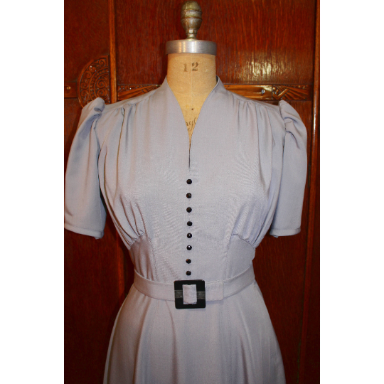 1940s Style Gathered Bust V Neck Dress Six Gore Flare Skirt Custom Made in Your Size From Vintage Pattern 1940