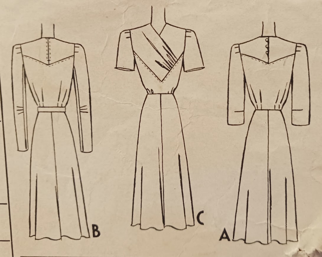 1940s Style Color Blocked Dress with Gathered Bust and Asymmetricale Buttons Custom Made in Your Size From a Vintage Pattern 1941