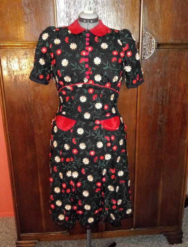 1940s Style Button Front Gathered Bust Dress with Vertical Pockets Custom Made in Your Size From a Vintage Pattern 1941