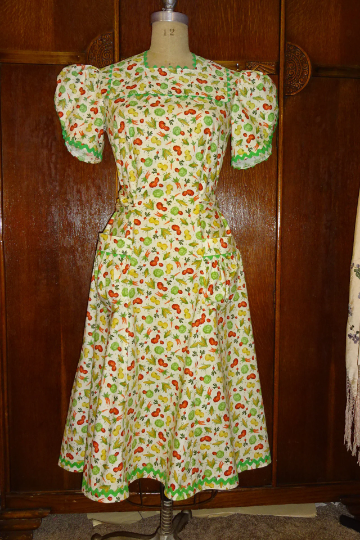 1940s Style WWII Era Square Neck Full Flared House Dress with Ric Rac Custom Made in your Size From a Vintage Pattern 1942
