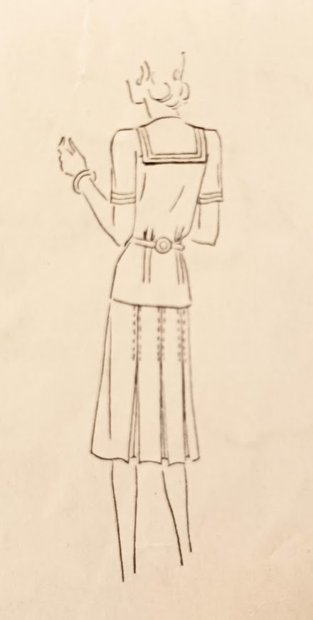 1940s Style Nautical Sailor Collar 2pc Blouse with Pleated Skirt Custom Made in Your Size From Vintage Pattern 1941