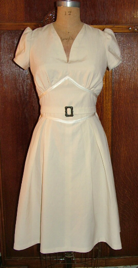 1940s Style Gathered Bust Dress with Nipped Waist and Full Skirt Custom Made in Your Size From a Vintage Pattern 1940