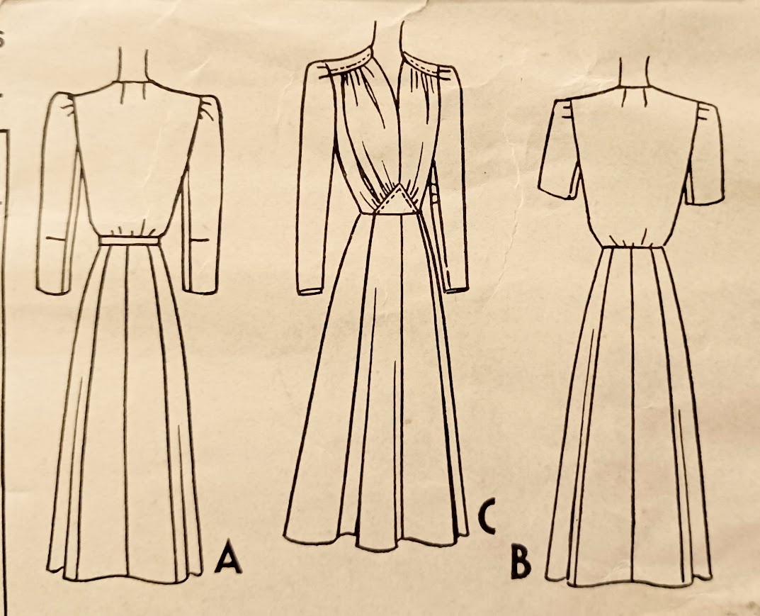 1940s Style Deep V Neck Gathered Bust Dress With Eight Gore Skirt Custom Made in Your Size From a Vintage Pattern 1941