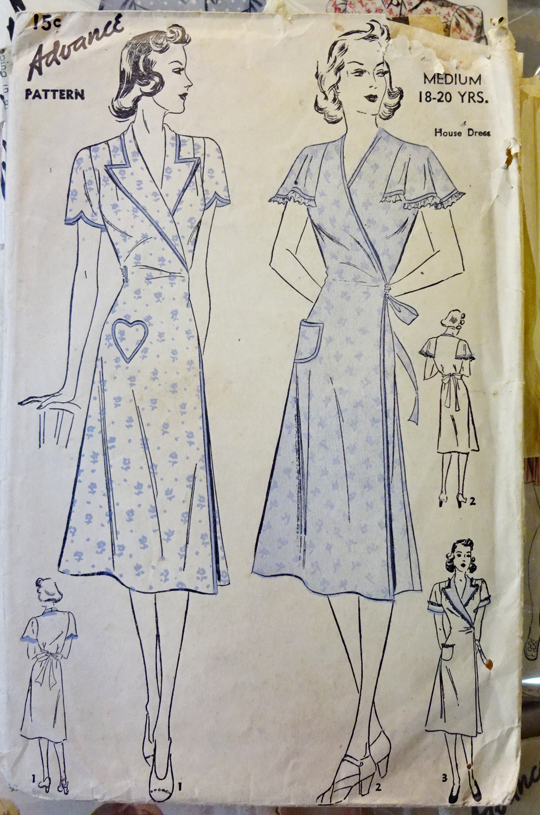 1930s Style Hooverette Wrap Around House Dress Robe Custom Made in Your Size From a Vintage Pattern 1939