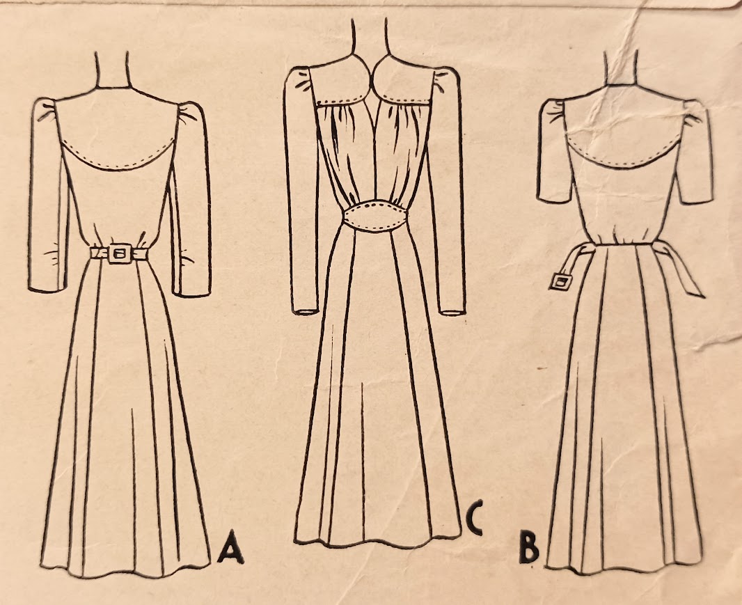 1940s Style Keyhole Neckline Dress with Puffed Sleeves and 6 Gore Flare Skirt Custom Made in Your Size From Vintage Pattern 1941