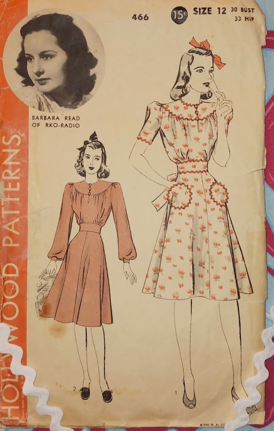 1940s Gathered Bodice Puff Sleeve Dress with Full Skirt Custom Made in your Size From a Vintage Pattern 1941