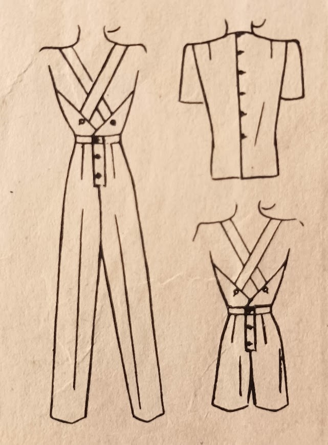 1940s Style Pointed Midriff Button Back Overalls Trousers Custom Made In Your Size From a Vintage Pattern 1944