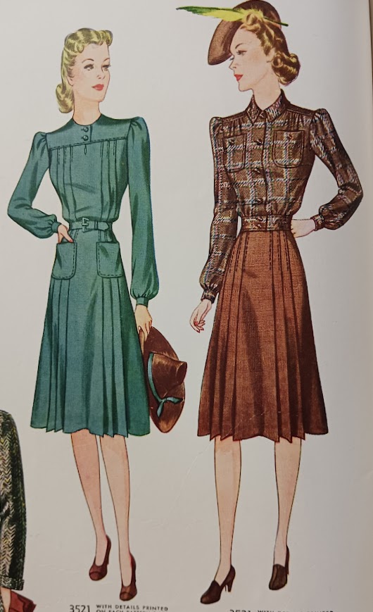 1940s Style Pleated Day Dress with Swing Skirt and Optional Short Jacket Custom Made in Your Size From a Vintage Pattern 1940