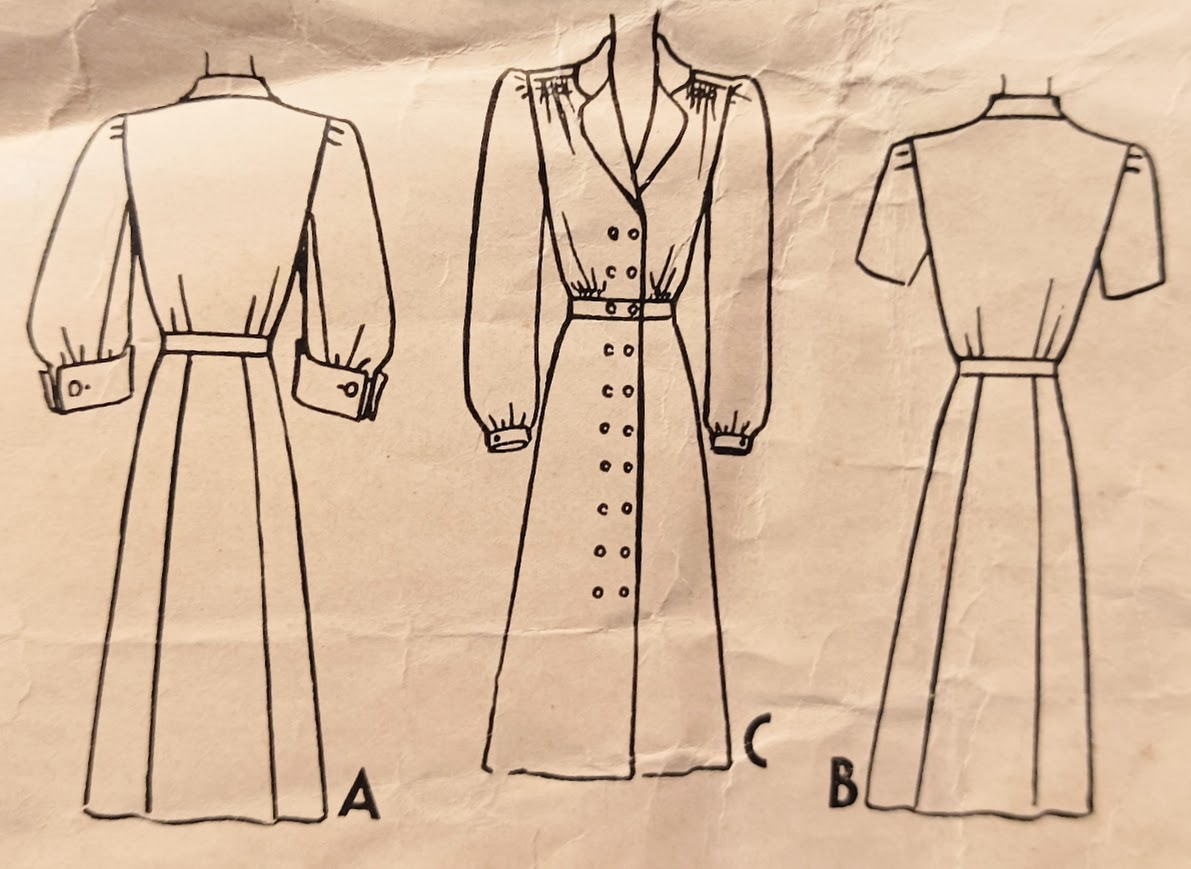1940s Style Classic Double Breasted Shirt Dress With Notched Collar Custom Made in Your Size From a Vintage Pattern 1941