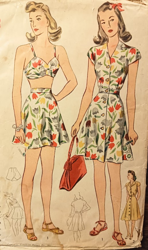 1940s Style Swimsuit Bathing Suit Bikini Playsuit or Summer Dress Custom Made in Your Size From a Vintage Pattern 1942