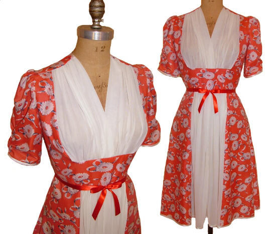 1940s Style Gathered Bust House Hostess Dress Zip Front or Side Custom Made in Your Size From Vintage Pattern 1941