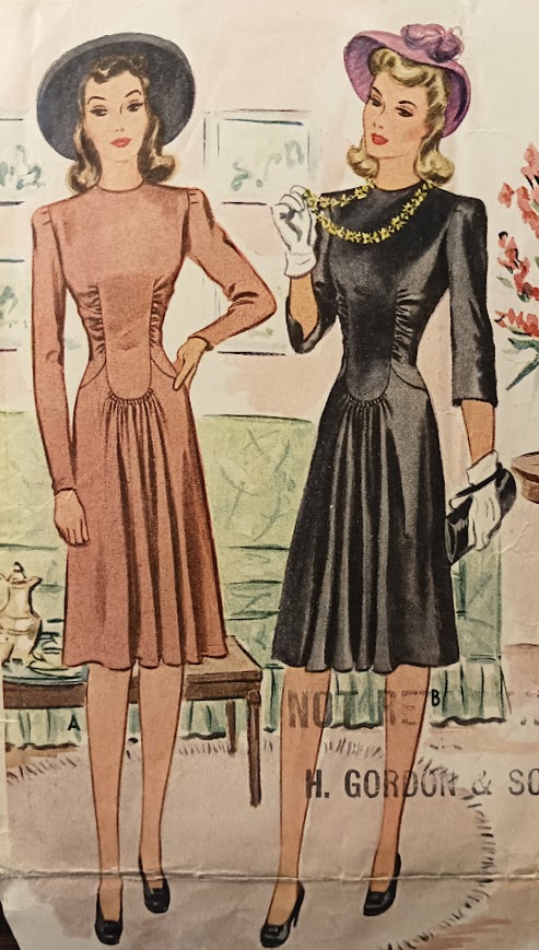 1940s Style Jewel Neck Gathered Front Dress Custom Made in Your Size From a Vintage Pattern 1941