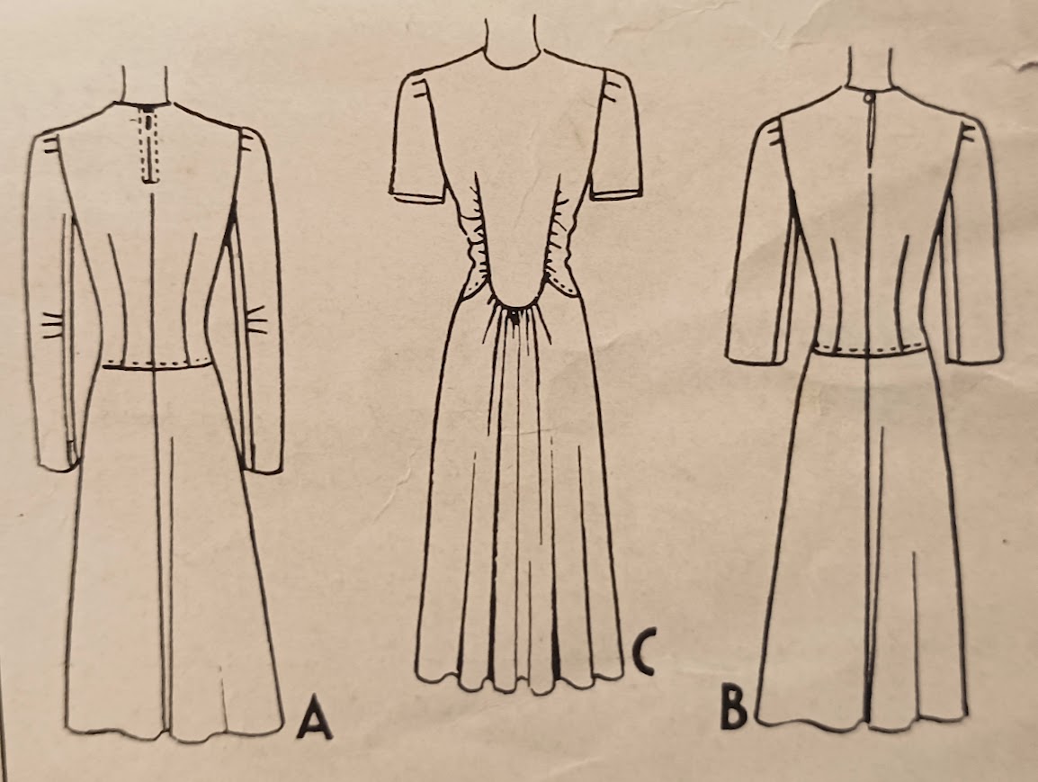 1940s Style Jewel Neck Gathered Front Dress Custom Made in Your Size From a Vintage Pattern 1941