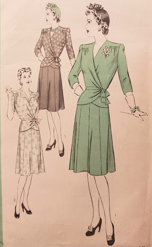 1940s Style 2pc Wrap Around Blouse and Eight Gore Full Skirt Custom Made in Your Size From a Vintage Pattern 1943