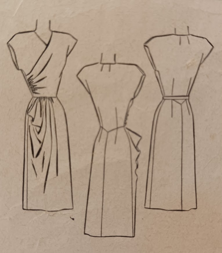 1940s Style Surplice Summer Dress with Right Side Skirt Flounce Custom Made in Your Size From a Vintage Pattern 1947
