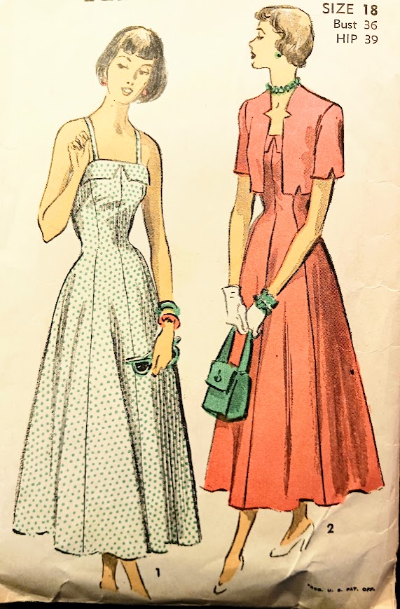1940s Style Summer Dress with Full Eight Gore Skirt and Bolero Jacket Custom Made in Your Size From a Vintage Pattern 1949