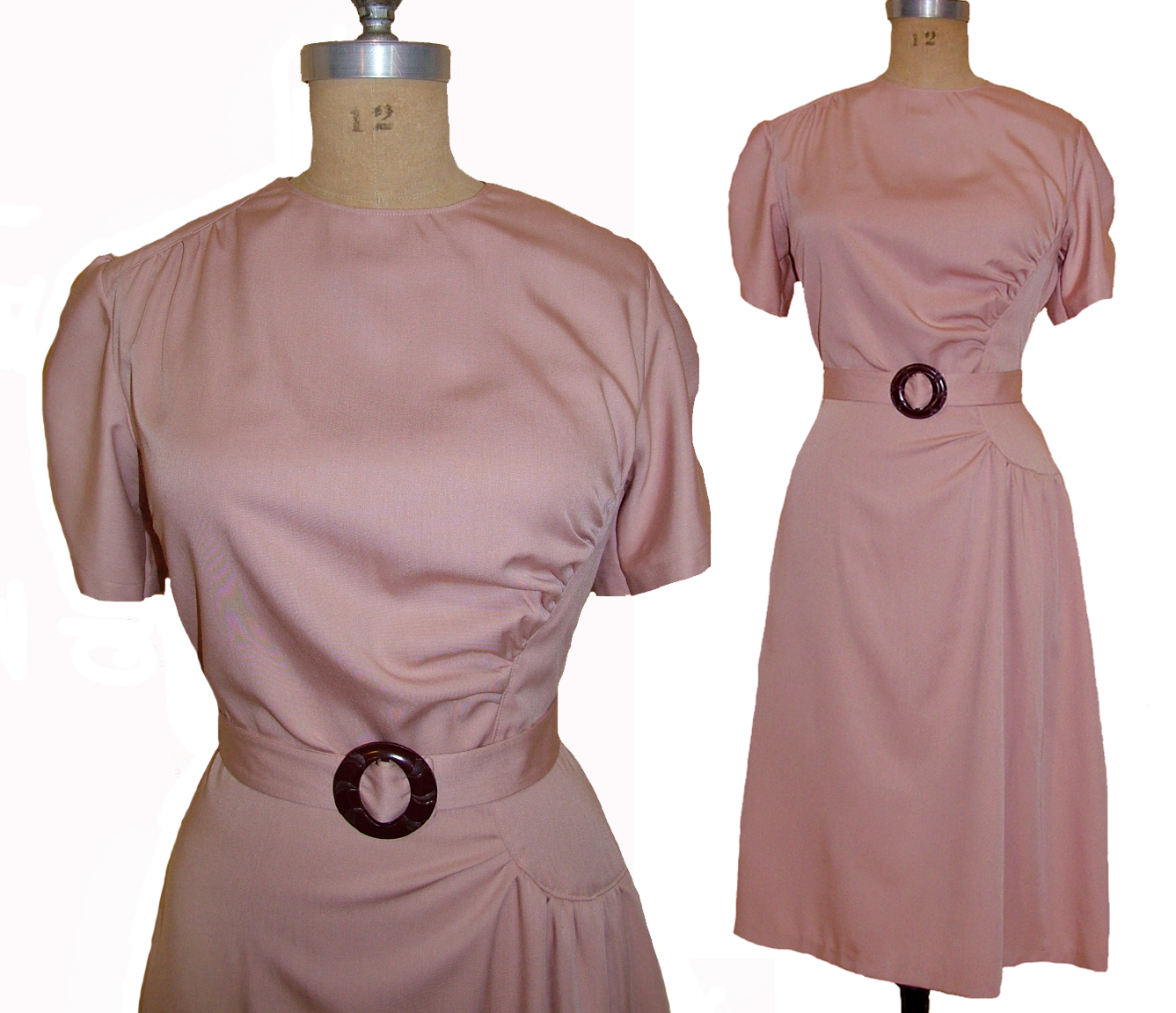 1940s Style Classic Dress with Curved Asymmetrical Bodice Gathers Custom Made in Your Size From a Vintage Pattern 1945