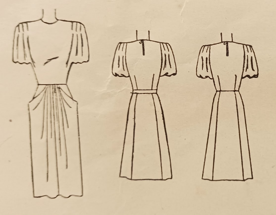 1940s Style Pleated Short Sleeve Dress with Pleated Pegged Skirt with Pockets Made from Vintage Pattern Custom Made in Your Size 1947