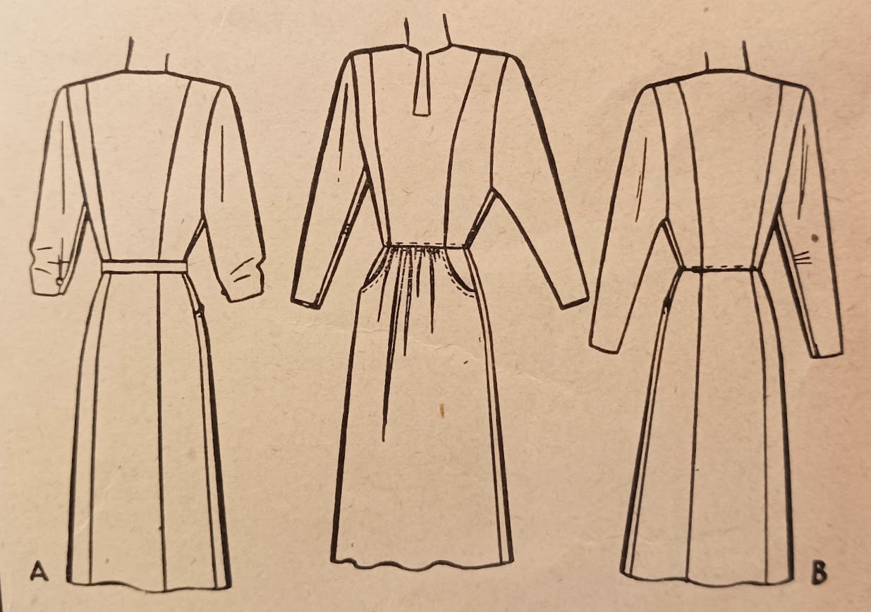 1940s Style Keyhole Neck Dolman Sleeve Color Blocked Dress Custom Made in Your Size From a Vintage Pattern 1945