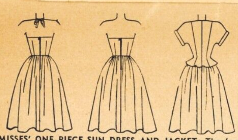 1940s Style Gathered Bust Halter Sun Dress and Over Blouse Custom Made in Your Size From a Vintage Pattern 1948