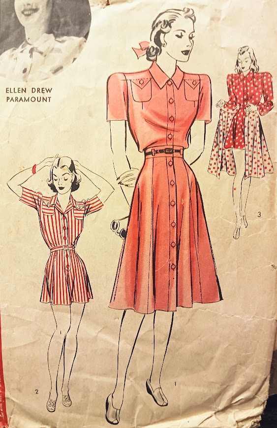 1940s Style 2pc Playsuit Romper with Button up Full Aline Skirt Custom Made from in Your Size From a Vintage Pattern 1941